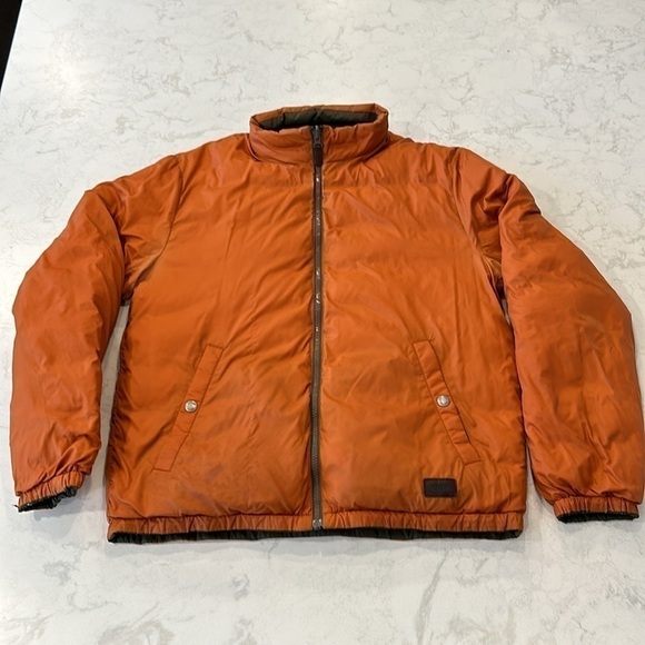 COACH Packable Reversible Lightweight Down Jacket Olive/Burnt Orange - Picture 7 of 16